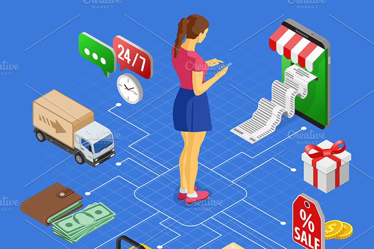 Online Internet Shopping Isometric, a Finance Illustration by TAlex (Photo 2 of 6)