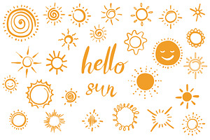 Doodle yellow sun collection, a Decorative Illustration by Anada Arty