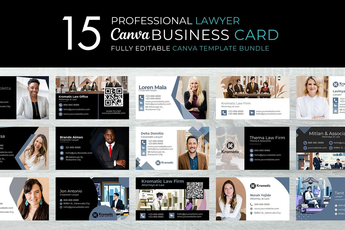 Lawyer Business Card Template, a Business Card Template by Kromatic Design Studio (Photo 1 of 5)