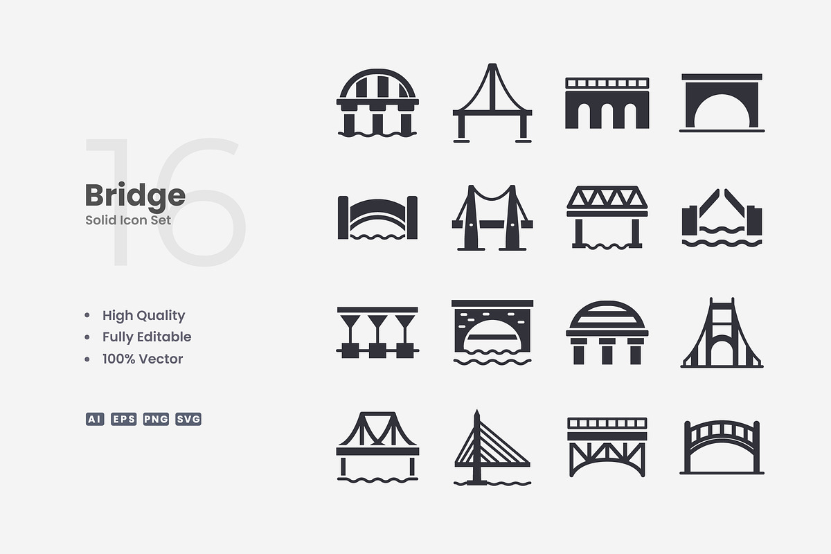 Bridge Solid Icons, an Icon by Upnowgraphic