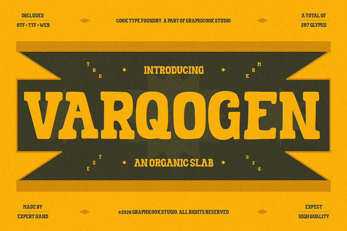 Varqogen, a Slab Serif Font by graphicook (Photo 1 of 10)