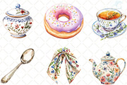 Watercolor Tea Time Clipart Bundle, an Illustration by Black Bird Studio (Thumbnail 5 of 6)