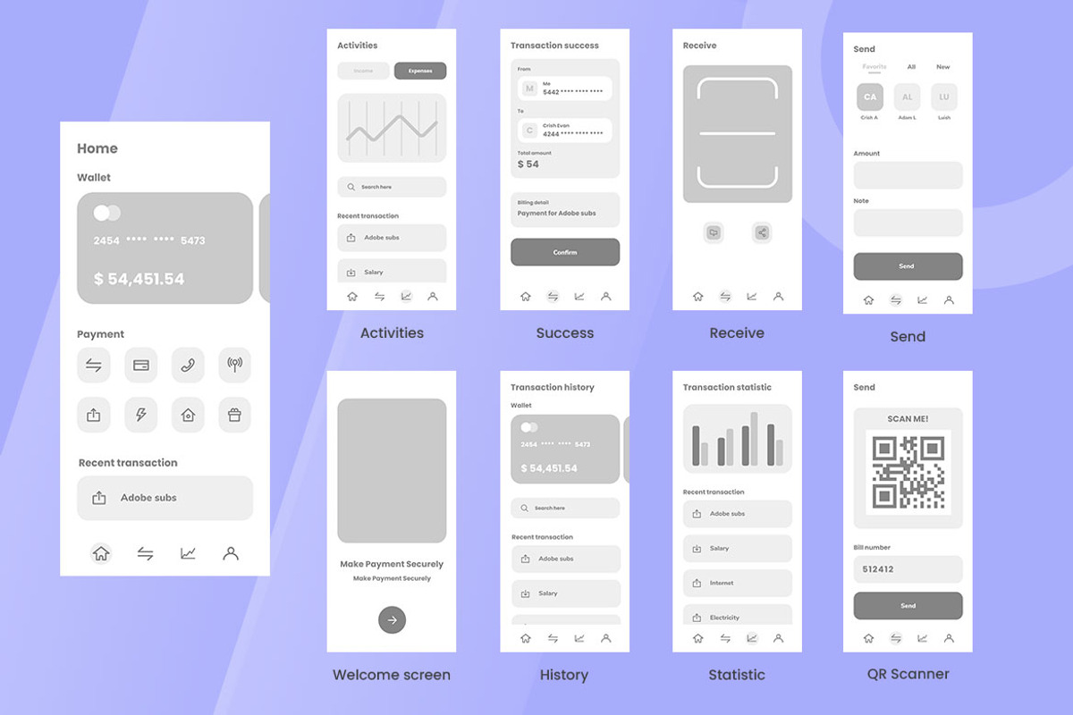 Payment Wireframe Apps, a Websites & App Template by INSPR STD (Photo 3 of 6)