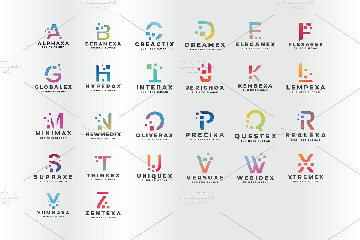 26 Pixel Letter All in One Logos Vec, a Branding & Logo Template by Design_Planet (Photo 1 of 9)