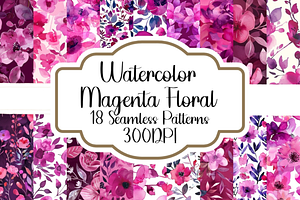 Magenta Watercolor Floral Patterns