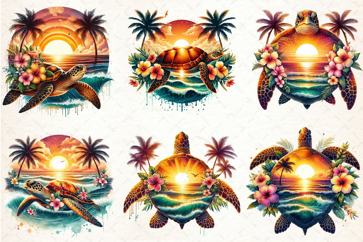Sunset Sea Turtle Sublimation, an Illustration by Libby Wishes (Photo 2 of 4)