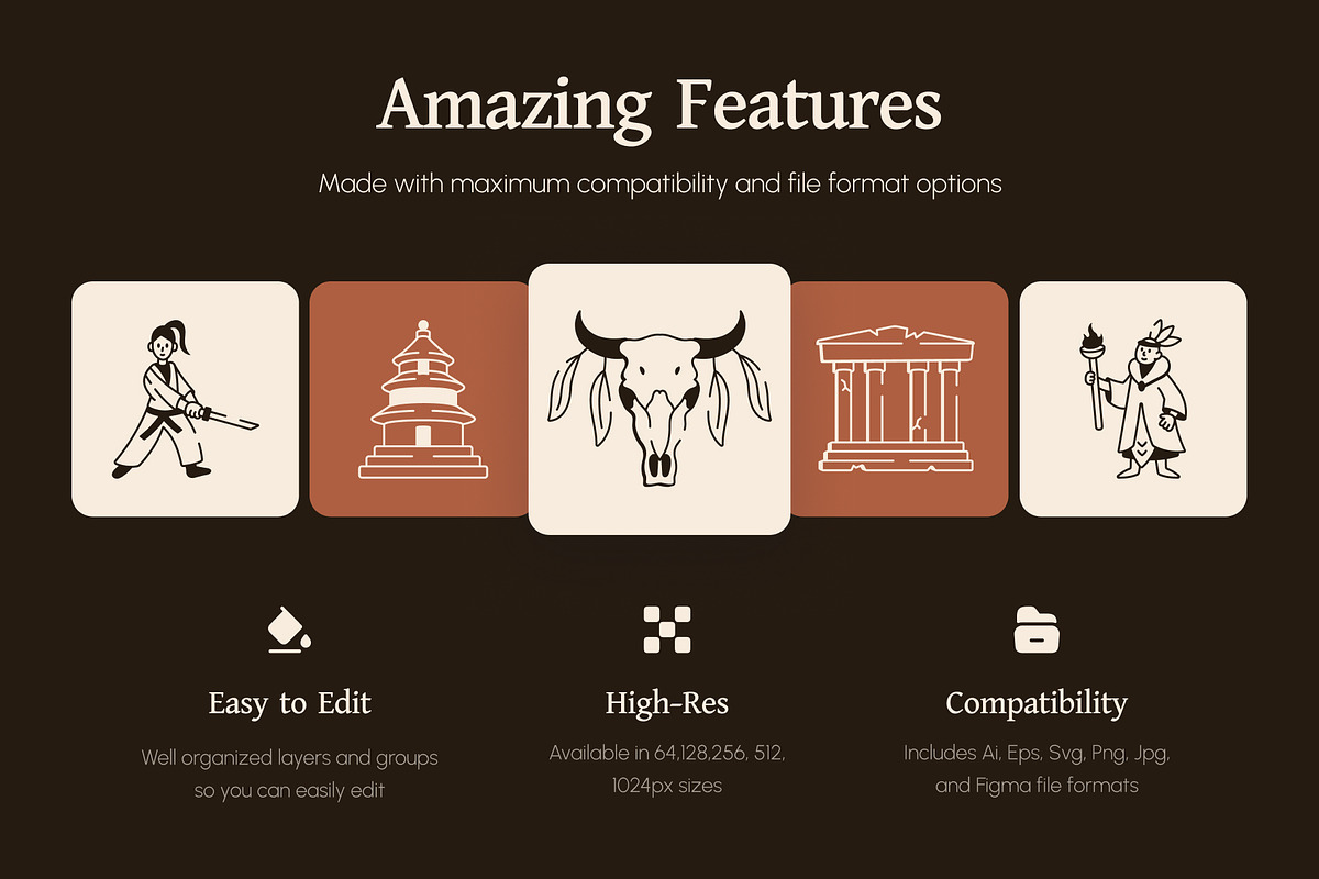 Culture Doodle Icon Set, an Outline Icon by Vectors Market (Photo 2 of 8)