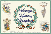 Vintage Holiday Graphics, an Illustration by Blue Line Design (Thumbnail 1 of 15)