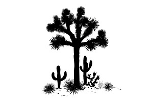 Outline Landscape With Joshua Tree