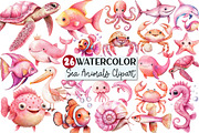 Watercolor Sea Animals Clipart, an Illustration by Rose Art (Thumbnail 1 of 4)