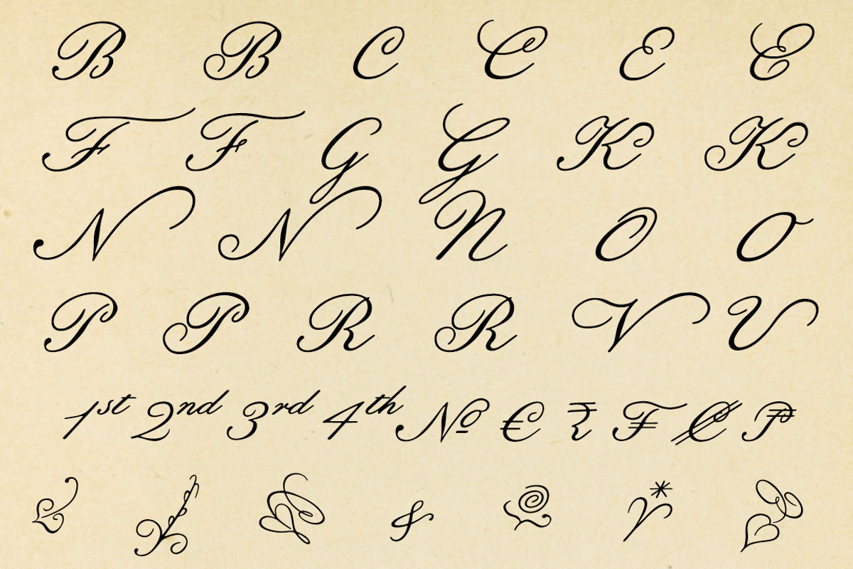 Botanical Scribe, a neat old pen font. preview 4