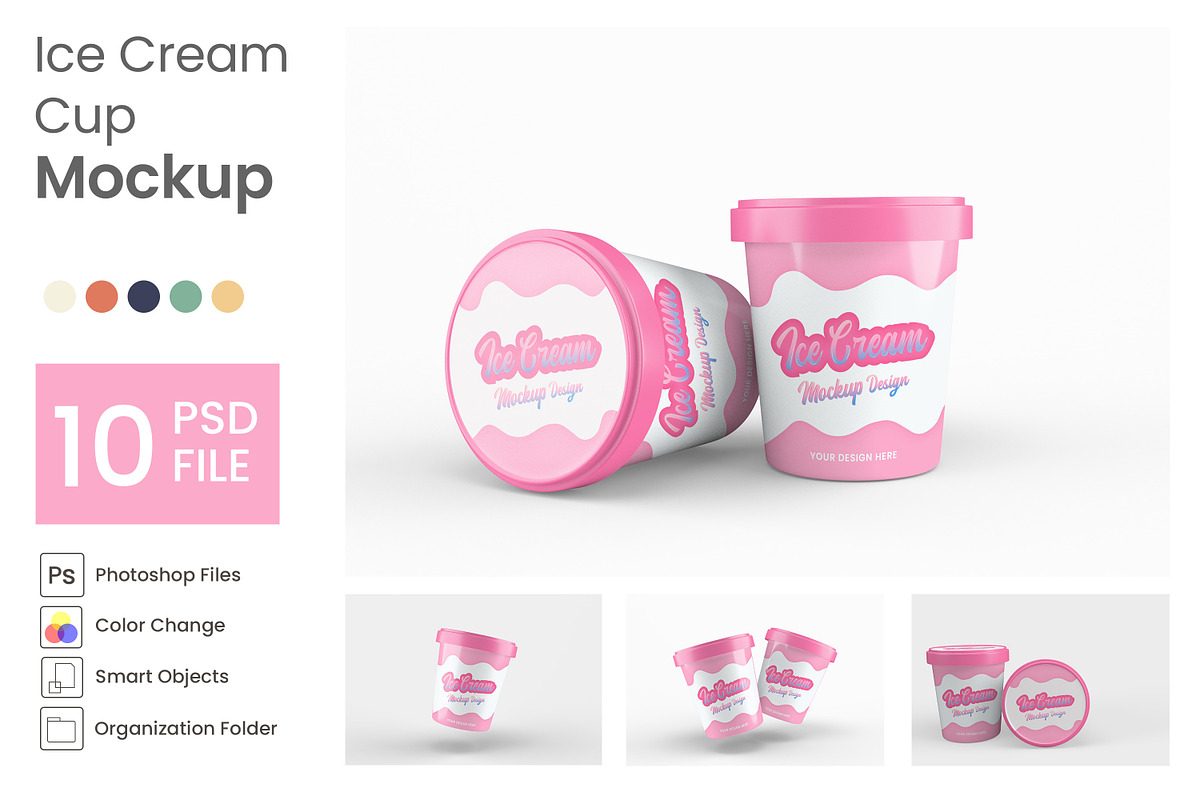 Glossy Ice Cream Cup Mockup PSD, a Cups & Container Mockup by Akrinity Digital (Photo 1 of 8)