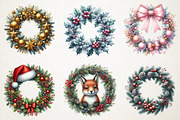 Festive Wreath Door Decor Clipart Se, an Illustration by RobertsArt (Thumbnail 7 of 7)