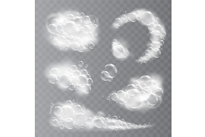 Realistic soap foam. Soapy water, an Illustration by Frogella