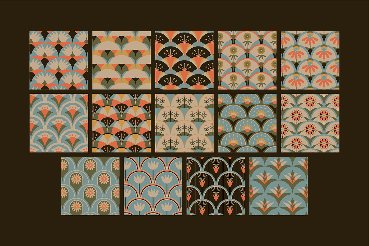 Retro Floral Seamless Patterns V2, a Pattern Graphic by Firowerk (Photo 5 of 5)