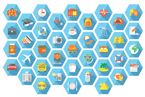 Traveling and tourism flat icons
