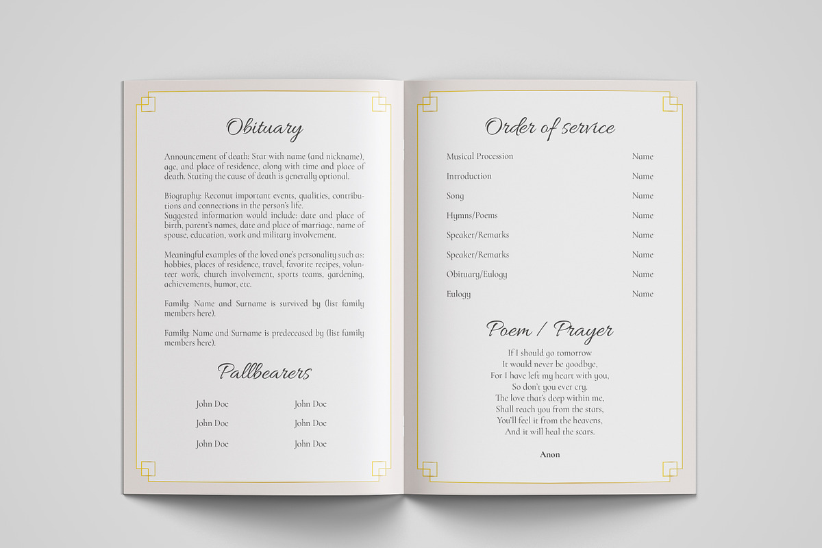 funeral program printing template, a Templates & Theme by TemplateLab (Photo 2 of 2)