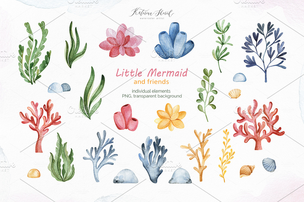 The Little Mermaid and friends., an Animal Illustration by Kate_Rina (Photo 2 of 13)