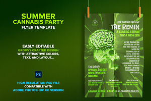 Summer Cannabis Party Flyer Template, a Flyer Template by The Design For Co.