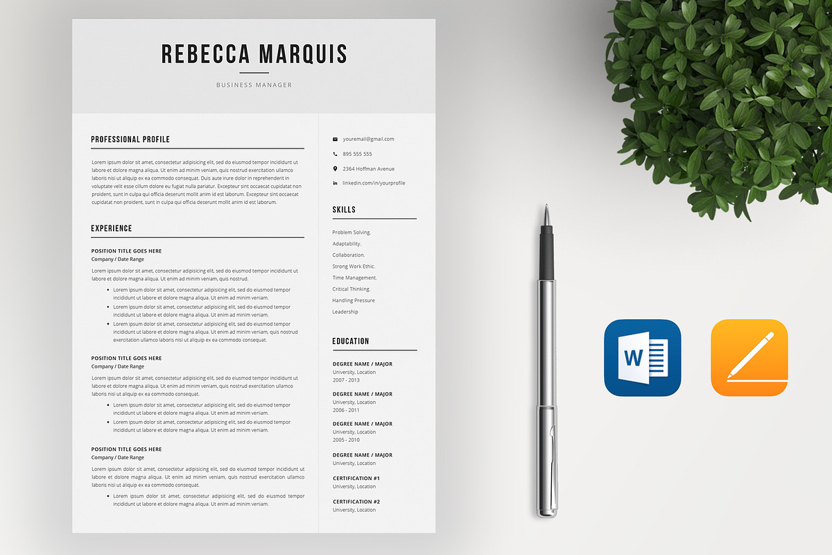 Resume Template / 4 Pages, a Resume Template by SalientResume