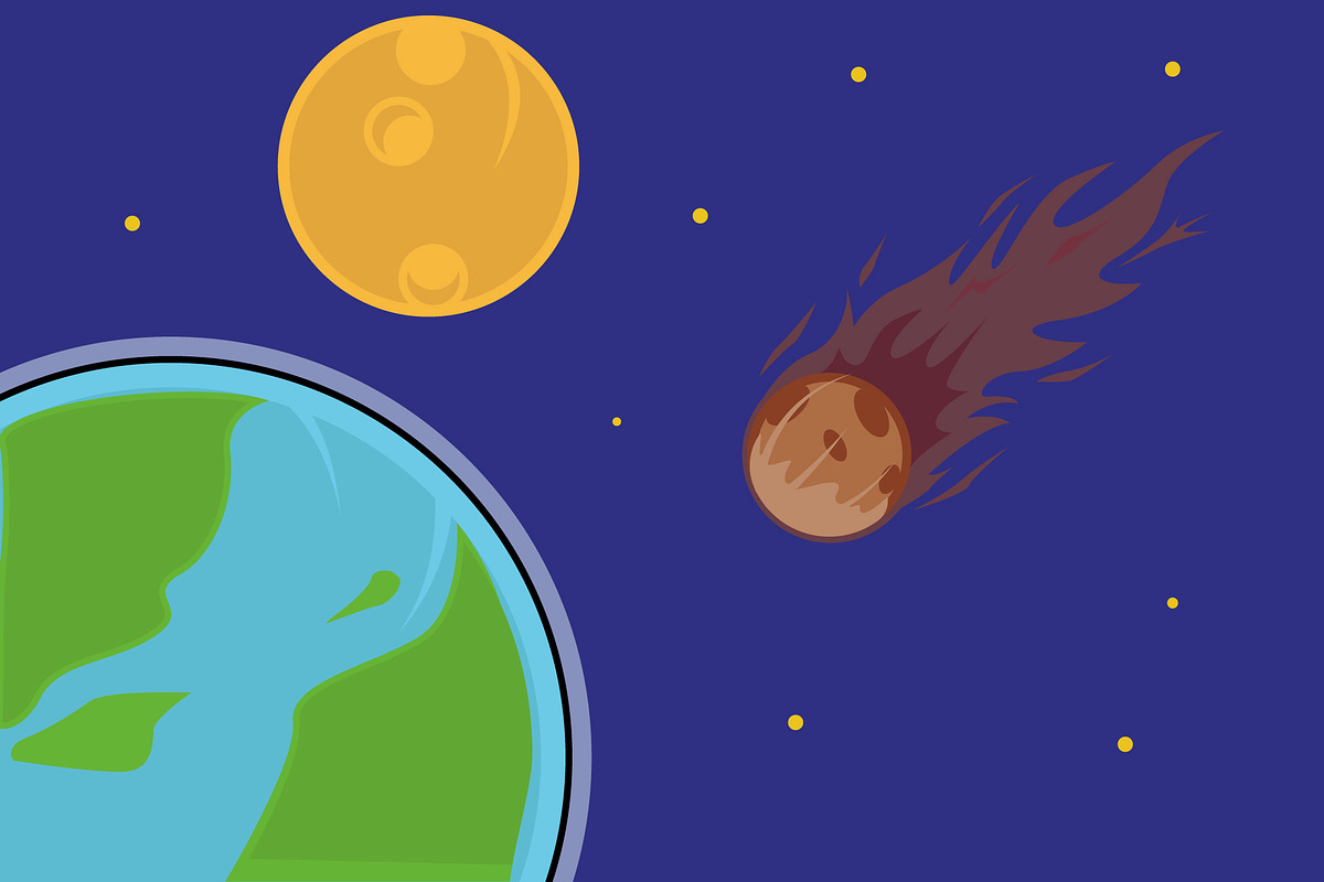 comet will fall to earth vector, an Object Illustration by zyxroun shop