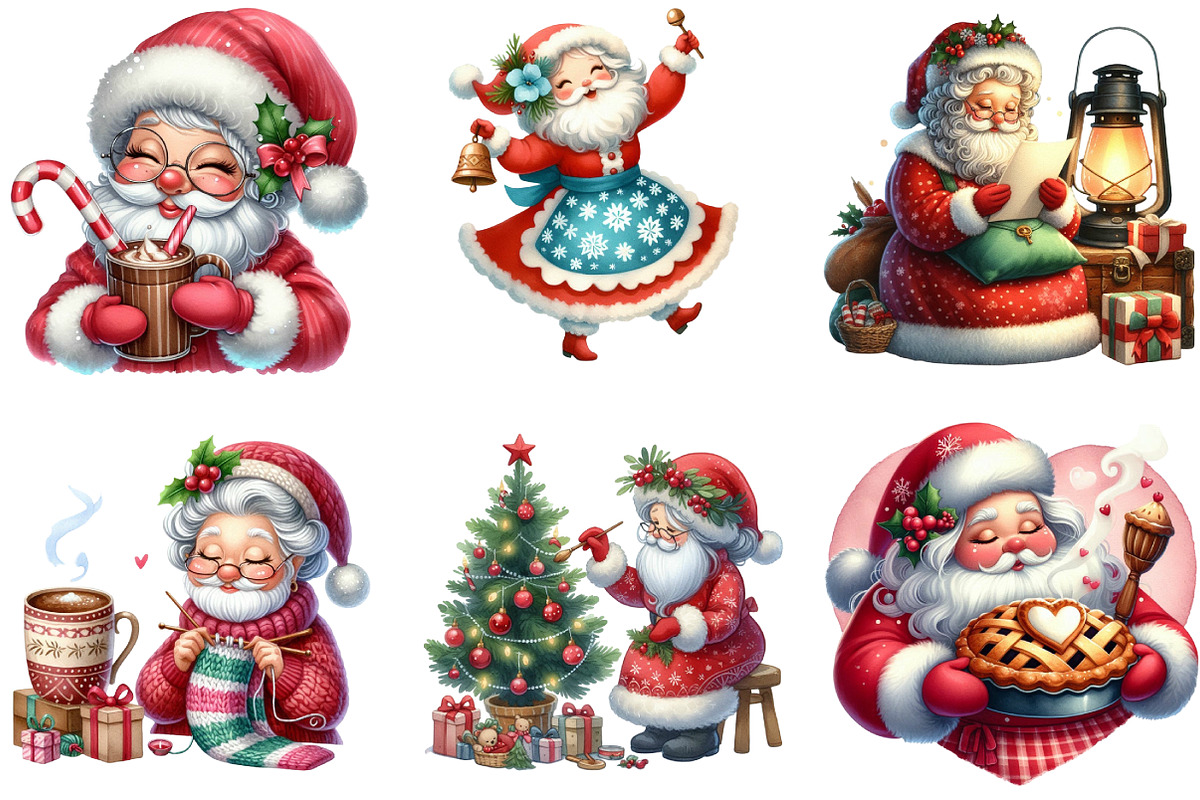 Watercolor Christmas Mrs. Claus Bund, an Illustration by DreamArtGraphic (Photo 4 of 5)