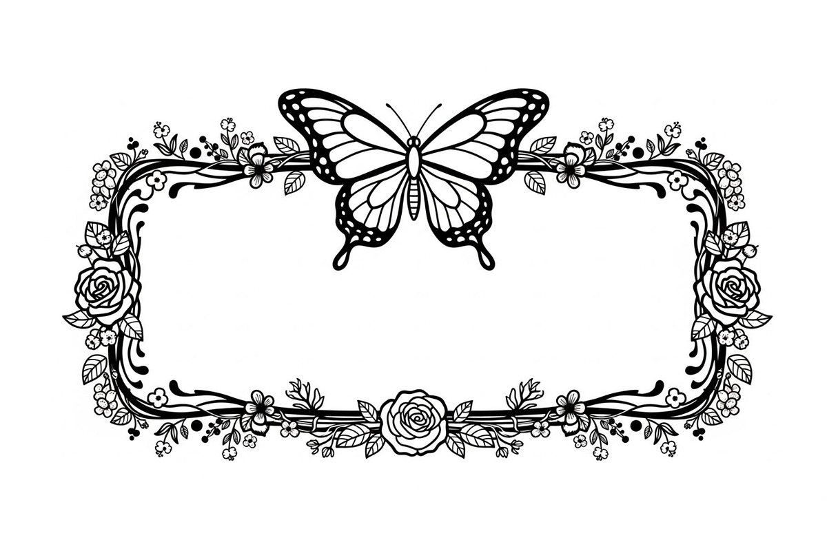 Butterfly Floral Frame SVG Bundle, an Illustration by Creativeshirt (Photo 23 of 31)