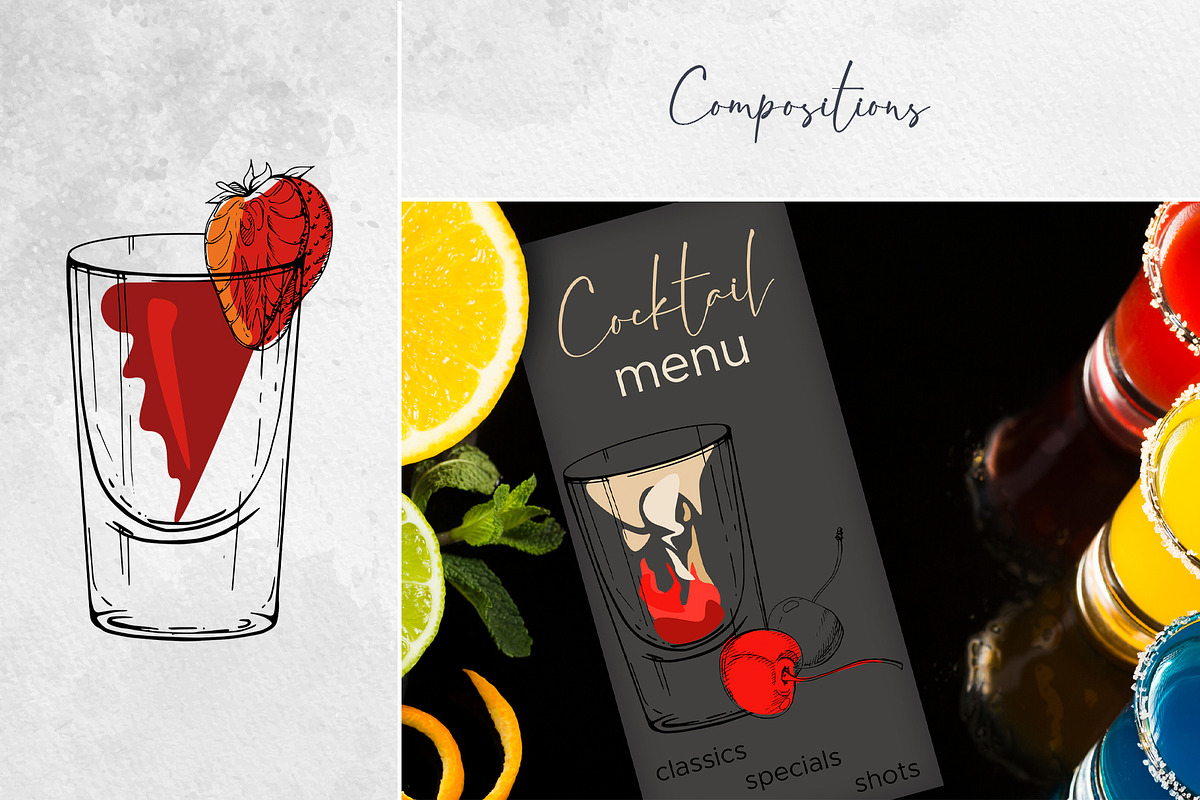 Classic cocktail shots, a Food Illustration by MsFlaffy (Photo 5 of 12)