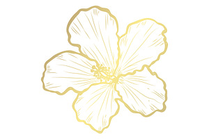 Golden Hibiscus Card Template