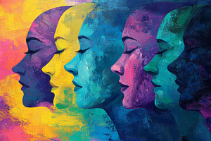 Vibrant Abstract Portrait of  Women in Colorful Paint, an Abstract Photo by Natalia Klenova's Shop