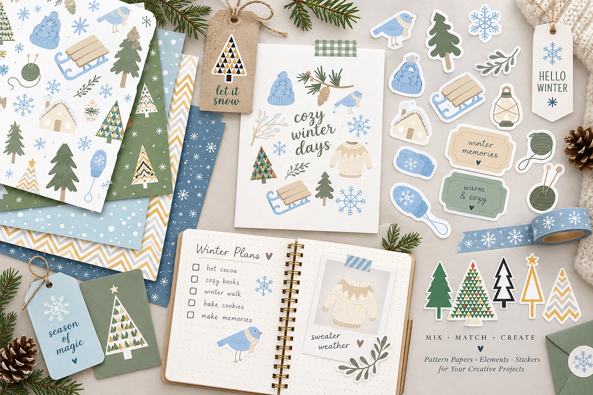 Scandinavian Xmas 100% Hand Drawn, a Seasonal Illustration by Anna Studio (Photo 7 of 11)