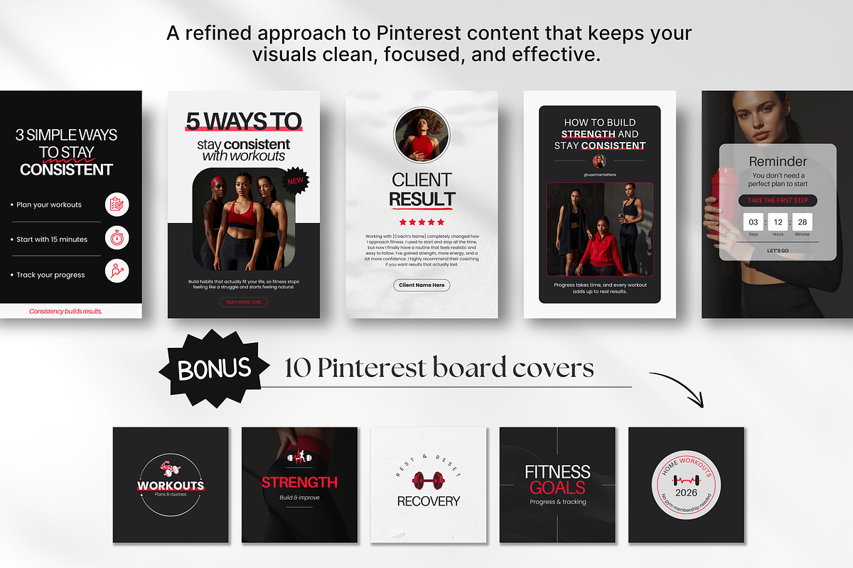 Fitness Gym Pinterest Pin Templates, a Social Media Template by DigiPax (Photo 7 of 11)