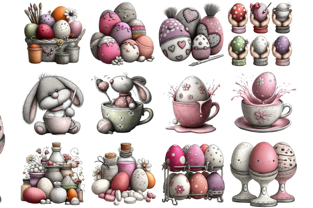 DYE EASTER EGGS Clipart, an Illustration by DreamArtGraphic (Photo 2 of 4)