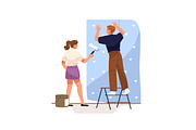 Workers repair houses set, a Person Illustration by PaperTrident (Thumbnail 5 of 19)
