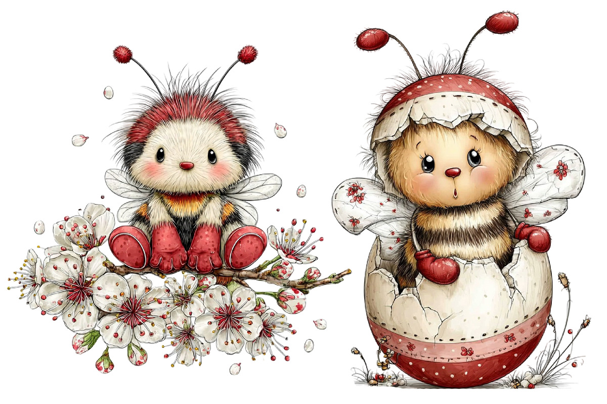 Whimsical Easter Bee Clipart, an Illustration by Designworld (Photo 4 of 6)
