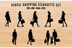 Shopping Silhouette Vector Art Set, a Person Illustration by Gfx Expert Team