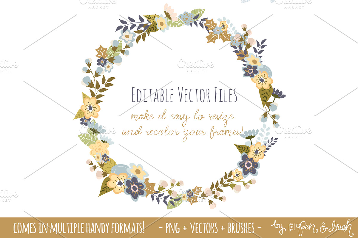 Floral Wreath Overlays & Vectors preview 2