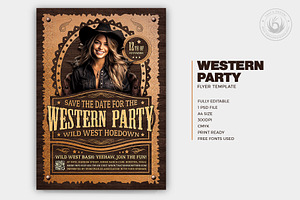 Western Party Flyer Template