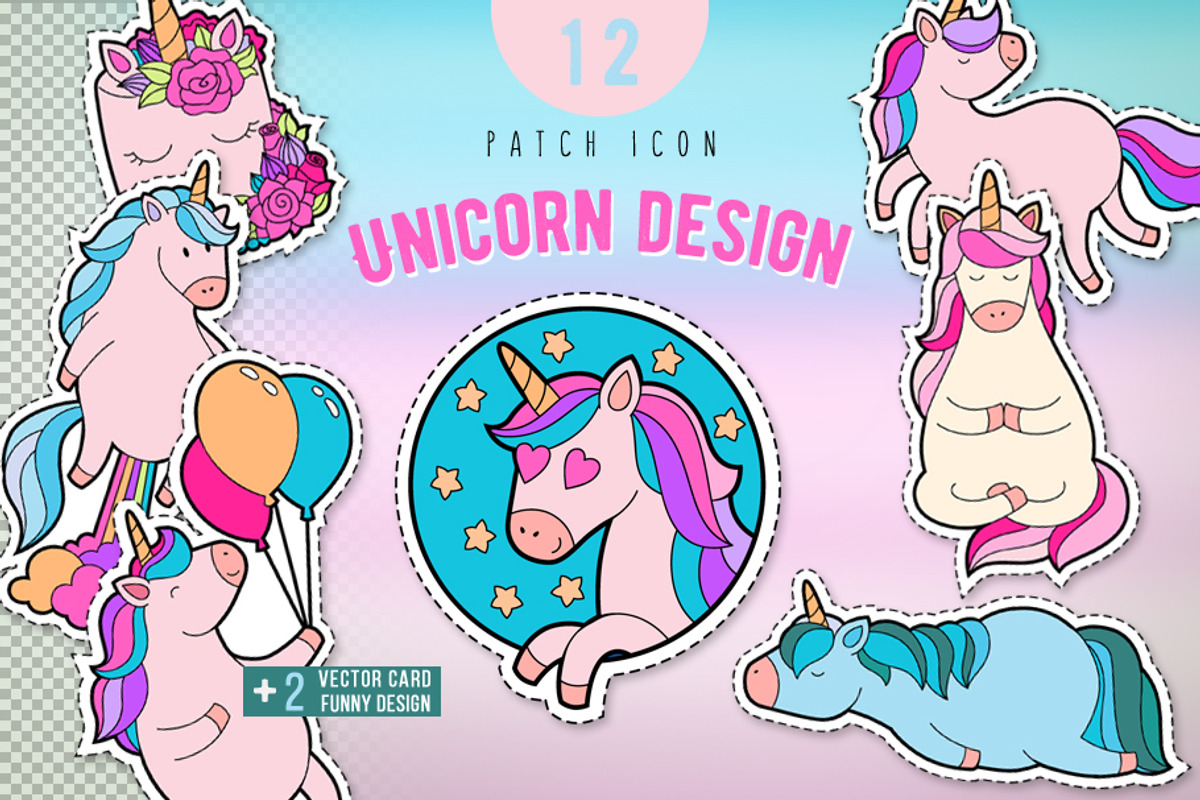 Pink unicorn sticker pack, an Icon by WalnutBird (Photo 1 of 4)