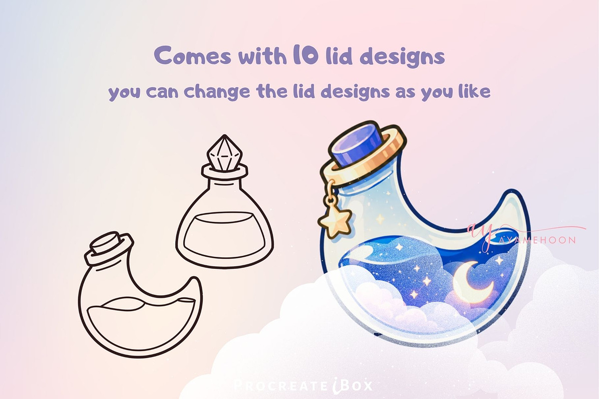 70 Bottle Potion Procreate Stamps, a Brush Add-On by ProcreateiBox (Photo 3 of 4)