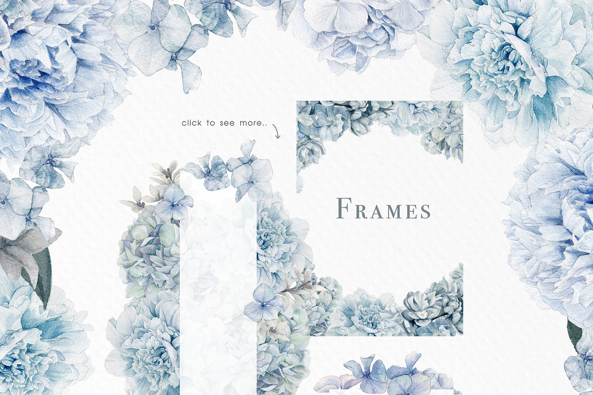 Dusty Blue Watercolor Flower Graphic, an Illustration by May • SHO (Photo 11 of 16)