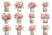 Whimsical spring Flower mason jar, an Illustration by Designworld (Thumbnail 3 of 4)