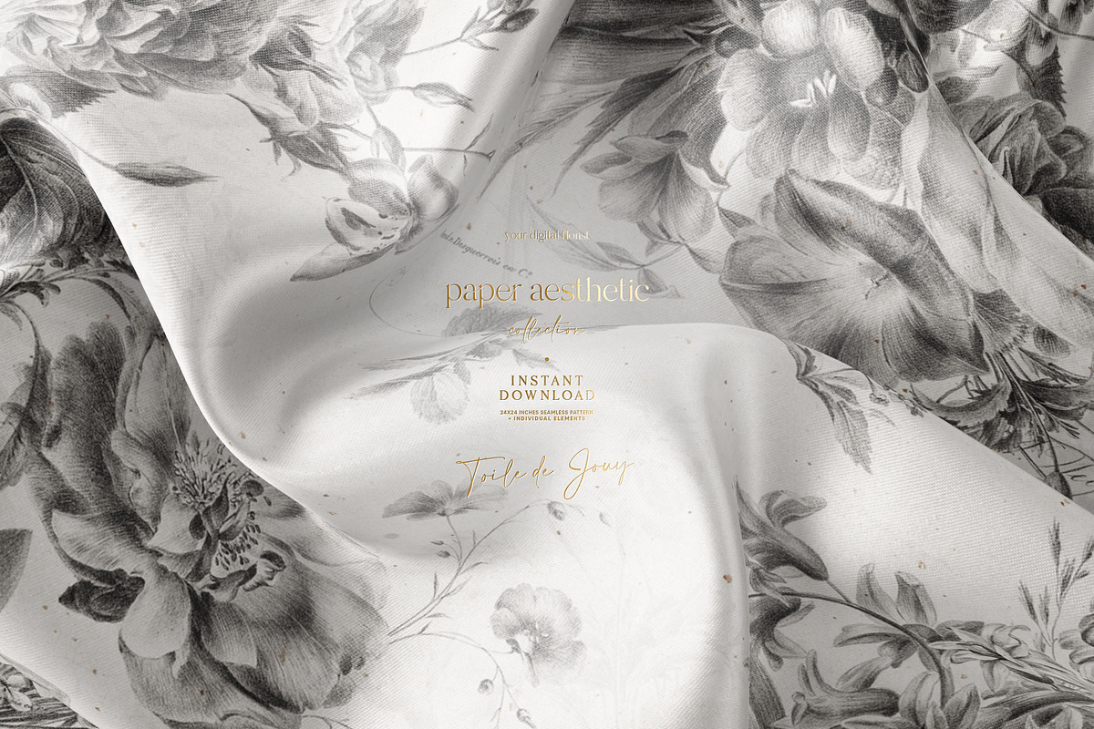Toile Black and White Floral Pattern, a Pattern Graphic by paper aesthetic (Photo 10 of 10)