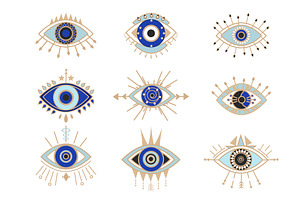 Occult Eyes Symbols Set. Esoteric