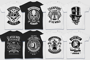 200 Vector Tshirt Designs B/W