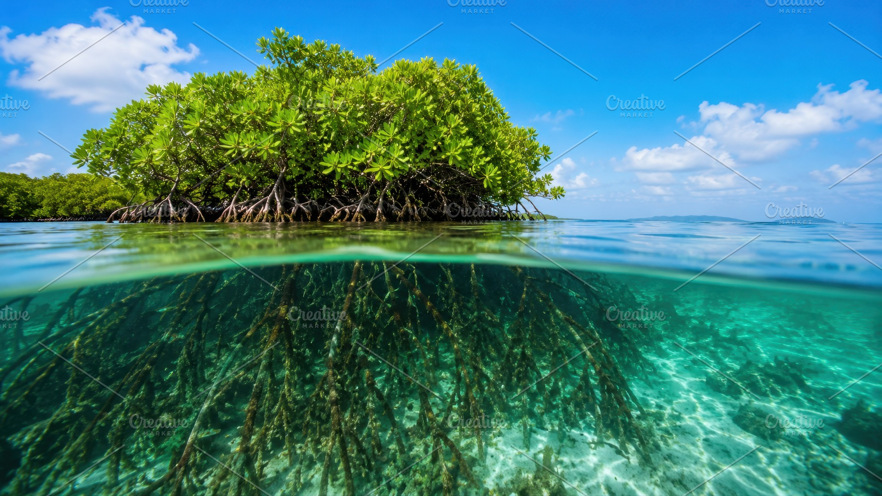 Mangrove trees and their reflection, a Photo by Beautiful things