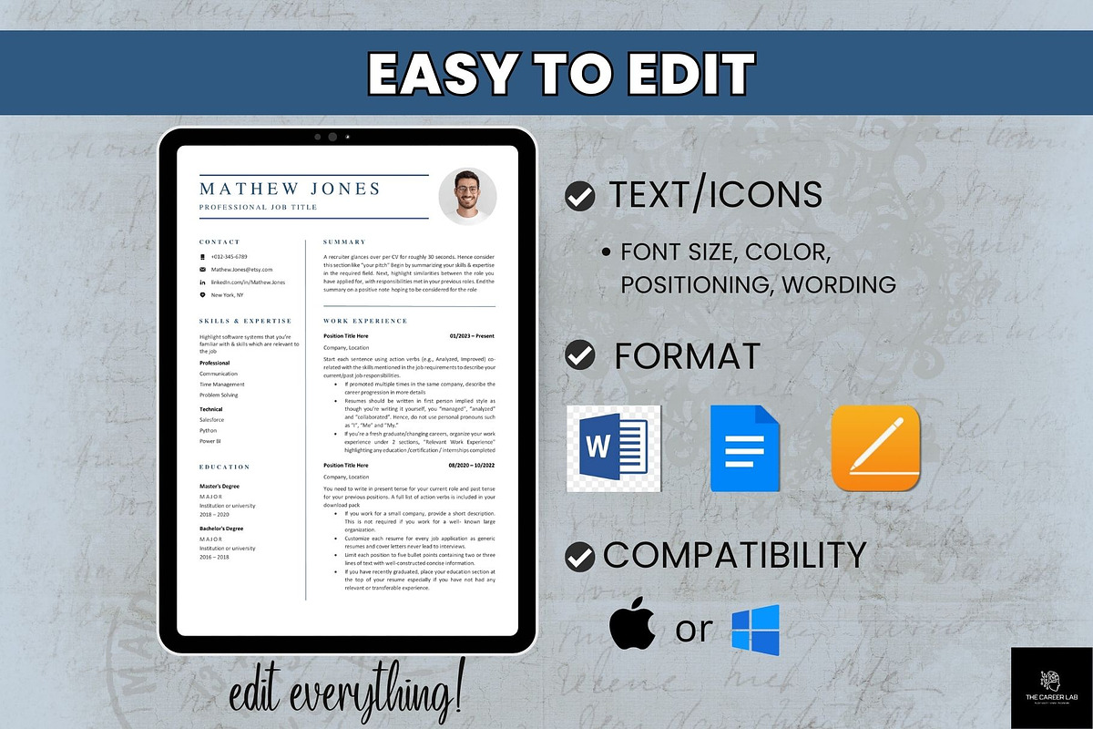 Resume/ ATS CV for Word Pages GDocs, a Resume Template by The Career Lab (Photo 7 of 10)