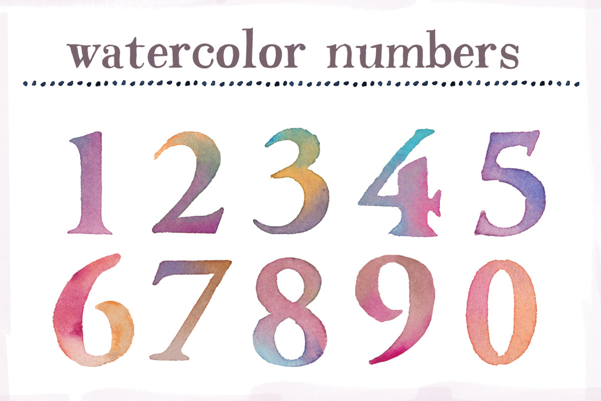 Watercolor Numbers Clip Art, an Illustration by Angie Makes (Photo 1 of 2)