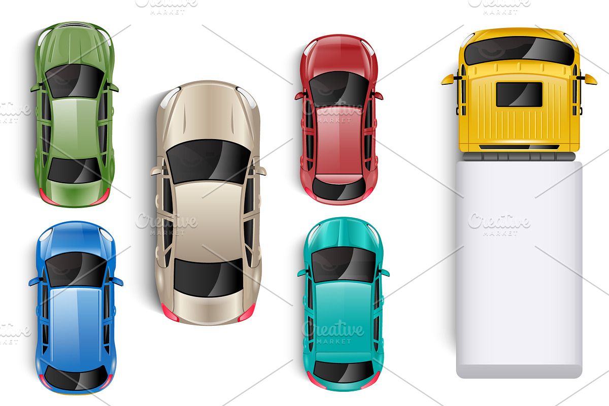 Top view set of various cars, a Transportation Illustration by Yayasya (Photo 3 of 4)