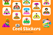 Cool Stickers Set, an Emoji Icon by Prosymbols (Thumbnail 1 of 8)